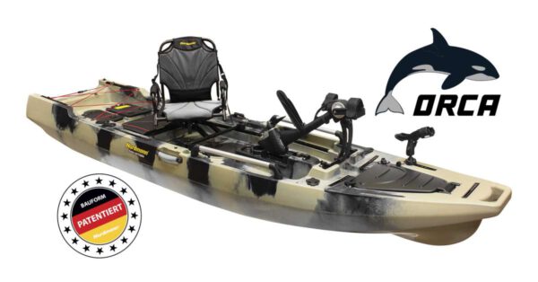 Nordmann® Orca Angelkajak Sit on Top inkl. Zahnstangen-Pedalantrieb